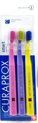 3 x Curaprox Ultra Soft Smart Handzahnbürste Farben können vom Foto abw