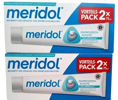 4x 75ml Meridol Zahnpasta Zahncreme 3x Doppelpack antibakterieller Effekt