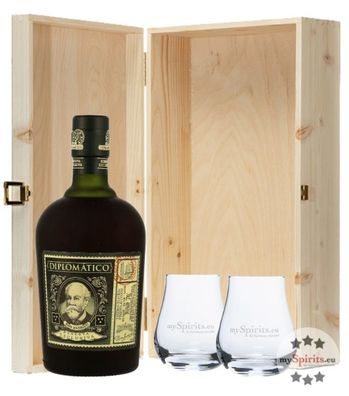 Geschenk-Set Diplomatico Ron Antiguo in Holzkiste (40 % vol., 0,7 Liter)