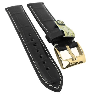 Alligator Highline Uhrenarmband | Alligator-Leder, schwarz 30393