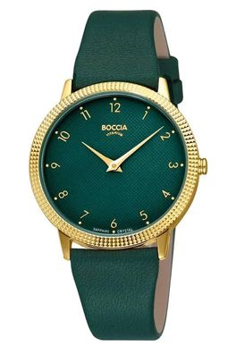 Boccia Damenuhr Quarz Titan Petrolgrün/Goldfarben 3381-02
