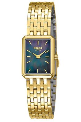 Boccia Armbanduhr für Damen Titan Rechteckig Goldfarben 3383-02