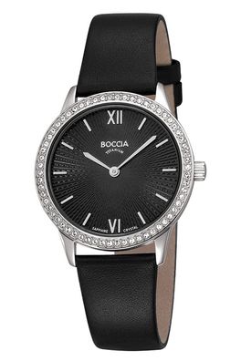 Boccia Damenuhr Quarz Titan mit Lederband Schwarz 3382-01