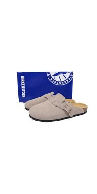 Birkenstock Boston Soft Footbed Clog Grau Velourleder
