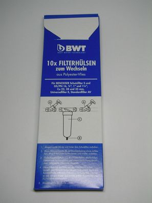 BWT 10 x Filterhülsen zum Wechseln aus Polyester-Vlies, 10 Stück, 10999