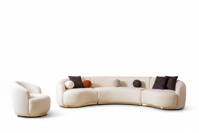 Designer Wohnzimmer Set Modern Sofagarnitur Rund sofa + Sessel 2tlg