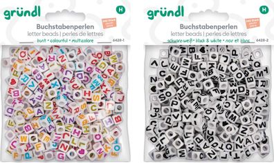 Gründl Buchstabenperlen zum Basteln in bunt und schwarz-weiß