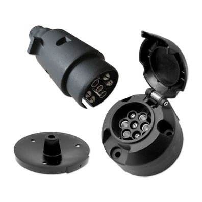 Anhängersteckersatz | 7-polig | 12V | Kunststoff | Stecker & Steckdose