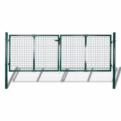 vidaXL Zauntor Stahl 300x125 cm Grün