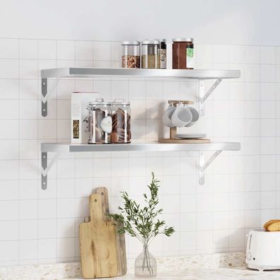 vidaXL Wandregale 2 Stk. 75x30 cm Silbern Edelstahl