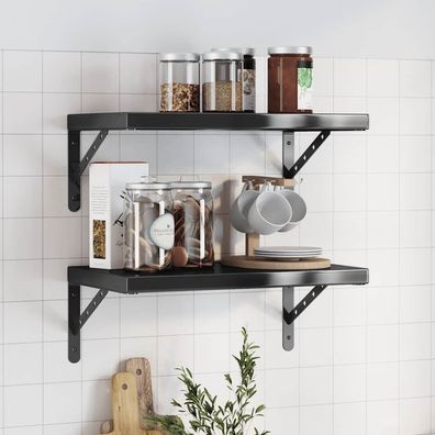 vidaXL Wandregale 2 Stk. 50x30 cm Schwarz Edelstahl