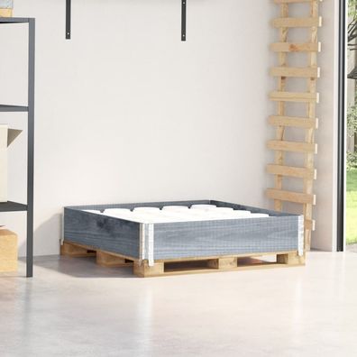 vidaXL Paletten-Aufsatzrahmen Grau 100x100 cm Massivholz Kiefer