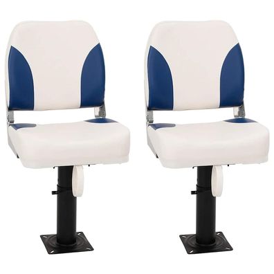 vidaXL Klappbarer Bootsitz 2er-Set Blau und Weiß 41x36x48 cm