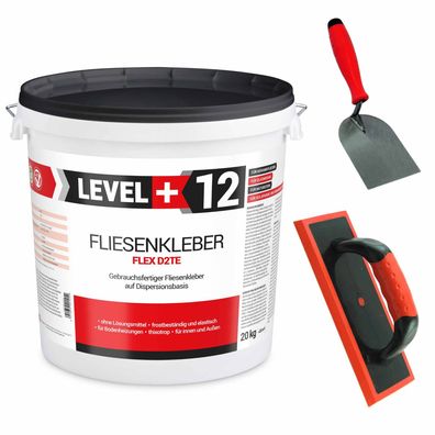 Fliesenkleber Steinkleber Flex 20Kg Fertig + Spachtelkelle+Fugbrett SET203