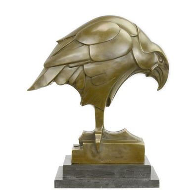 Majestätische Bronze Adler Skulptur auf Marmorsockel - 39,5 cm Höhe - Edle Art Deco F