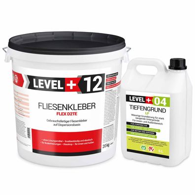 Fertig-Fliesenkber 20kg + Tiefengrund 5L Flexnatursteinkleber flexi HQ SET208