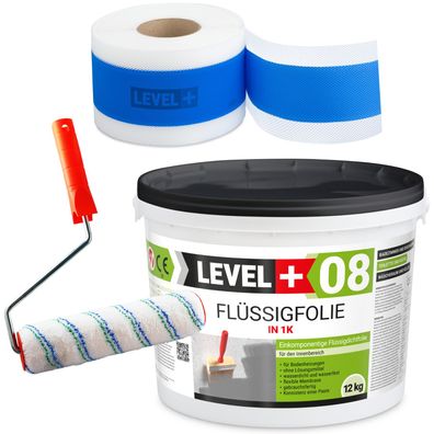 Dichtset Flüssigfolie 12kg Wasserdicht Dusche Bad Dichtband 10m Farbrolle SET293