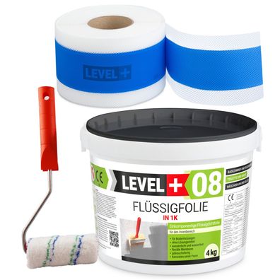 Dichtset Flüssigfolie 4kg Wassersperre unter Fliesen Farbroller Dichtband SET294