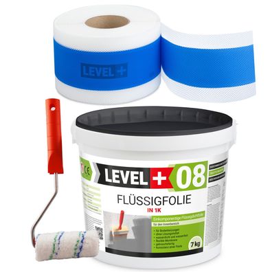 Dichtset Flüssigfolie 7kg Wassersperre Bad Dusche Dichtband Farbroller SET296