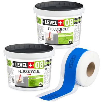 Dichtset Flüssigfolie 8kg Wassersperre Bad Dusche Dichtband Wasserdicht SET297