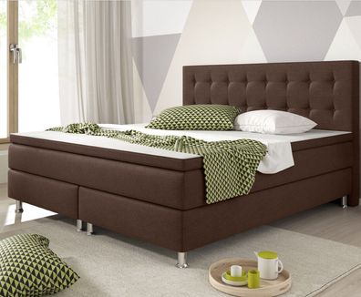 Boxspringbett 180x200 cm Braun Bett Komfortbett Hotelbett Stoff Bett Bern
