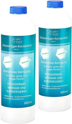 NEU 2er Set Glasreiniger Konzentrat Reinigungsmittel 2x500ml für Glas Fenster