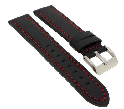 Minott Uhrenarmband Carbonlook | Easy Click | Leder in schwarz 33074