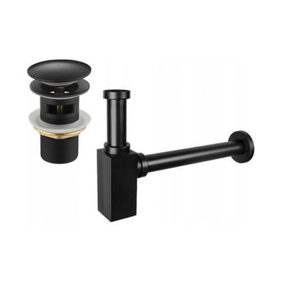 Mexen Quadratischer Schwarz Siphon mit Klick-Klack