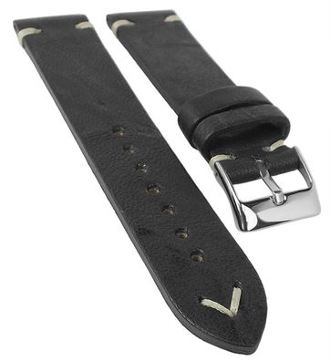 Parma Uhrenarmband | Leder schwarz mit Naht | Handmade in Italy 33670