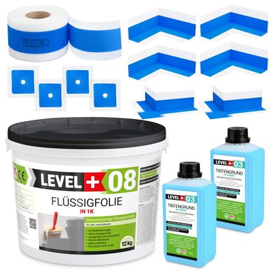 Dichtset Badabdichtung Dichtband Flüssigfolie 12kg für Bad ca. 10m² SET321