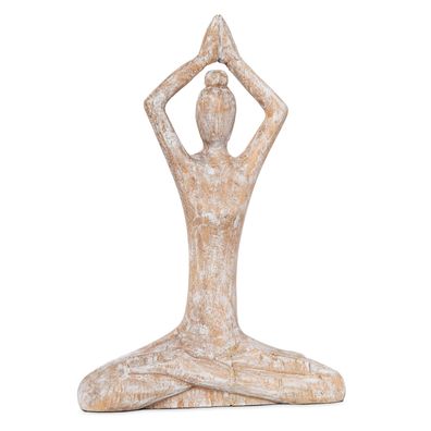 Skulptur Yoga Baum 37x26x8cm Holzdeko Modern Wohnzimmer