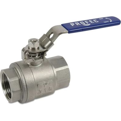 Edelstahl Kugelhahn 1 1/2 Zoll mit PTFE-Dichtung, 64 bar