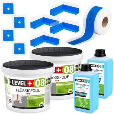 Dichtset Badabdichtung Dichtband Flüssigfolie 14kg für Bad Dusche Küche SET325