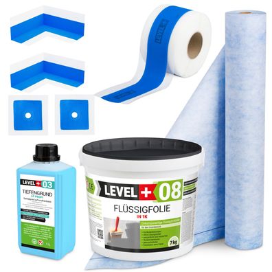 Entkopplungsmatte 2m Flüssigfolie 7kg Bad Duschabdichtung Dichtband 5m SET328