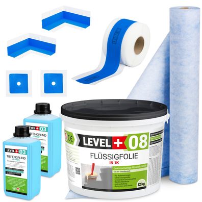 Dicht-Set Flüssigfolie 12kg Duschabdichtung Bad Duschelement Dichtband SET329