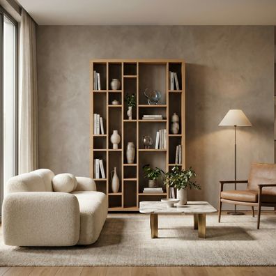 Nook-Bücherregal aus Holz, Massivholz Eiche