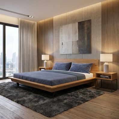 Nova-Slim-Bett aus Massivholz Eiche