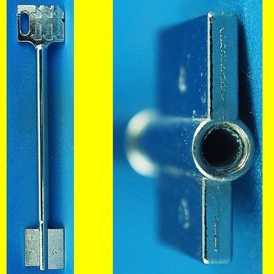 Doppelbartschlüssel System Kaba Mauer, Druckguss vernickelt, 150 mm lang