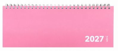 2027 ADINA Tischquerkalender 1W/1S pink Kartondeckel 30x10cm