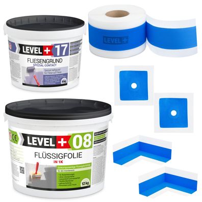 Dichtset Badabdichtung 10m2 Fliesengrund 4kg | Dichtfolie 12kg Dichtband SET337