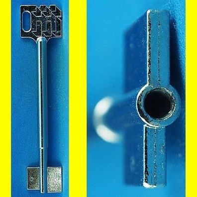 Doppelbartschlüssel System Kaba Mauer, Druckguss vernickelt, 120 mm lang