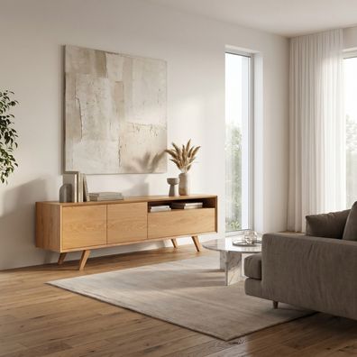 Quatro-TV-Schrank aus Massivholz Eiche