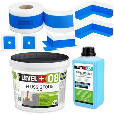 Dicht-Set für Dusche Bad Abdichtung Dichtfolie Dichtband Flüssigfolie 7kg SET342