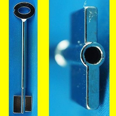 Doppelbartschlüssel System Kaba Mauer, Druckguss vernickelt, 135 mm lang