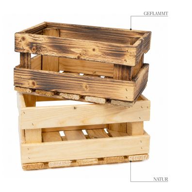 Holzkiste 30x20x15 cm – Dekokiste aus Holz in Natur oder geflammt – Aufbewahrungsk