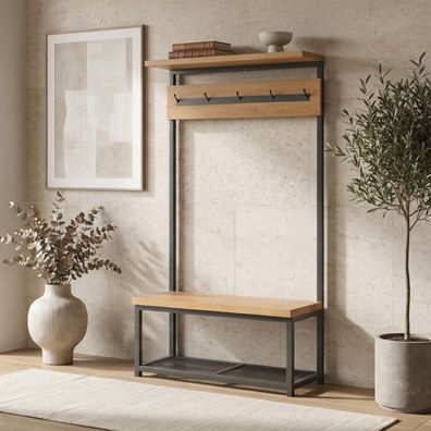 Frame-Loft-Garderobenständer, Massivholz Eiche