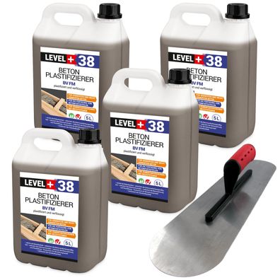 Betonverflüssiger Set 20L Bodenlegerkelle Zweiseitig Halbrund PROFI SET353