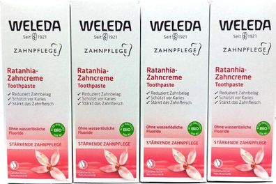 4 x Weleda Ratanhia Zahncreme Zahnpasta 75ml ganz frisch nicht überlagert