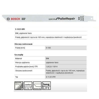Säbelsägeblatt S 1125 VFR Special for Pallet Repair, 5 Stück (Länge 225mm)