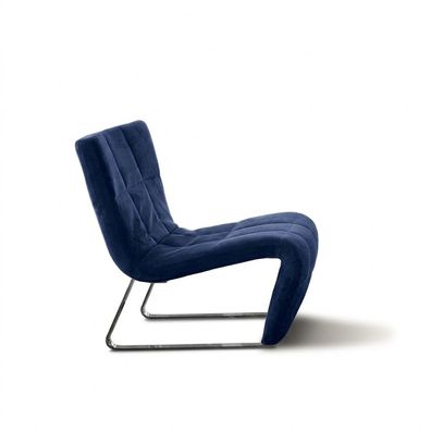 Sessel ohne Armlehne Luxus Polster Design Möbel Italienischer Stil Textil Blau